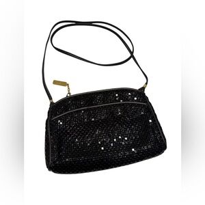 Whiting & Davis Black Mesh Sequin Shoulder Bag VTG. Purse Formal Party Crossbody